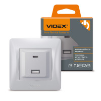 Розетка USB-A+USB-C PD20W серебряный шелк VIDEX BINERA (VF-BNCHRUC20-SS)