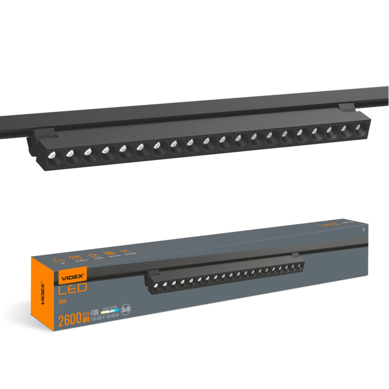 Светильник LED трековый VIDEX TR06 30W 4100K 220V черный (VL-TR06-304B)