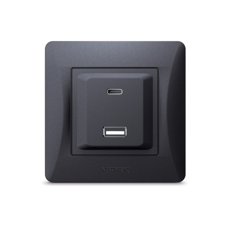 Розетка USB-A+USB-C PD20W черный графит VIDEX BINERA (VF-BNCHRUC20-BG)
