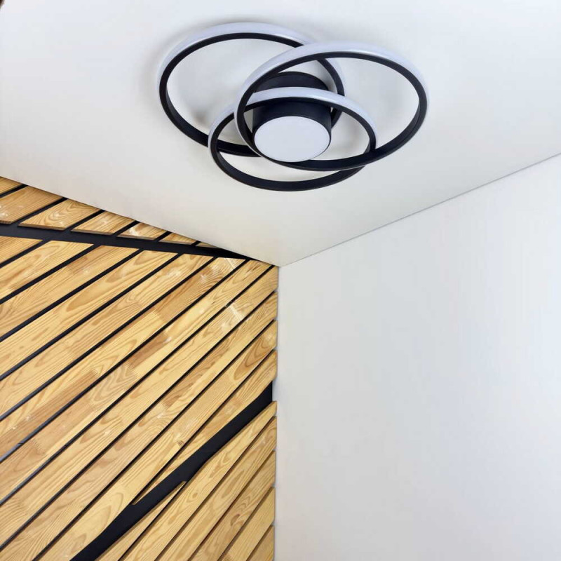 Светодиодный Smart светильник FORSAGE+пульт круг 100W 3000-5000K IP20 черный ( 220765 )