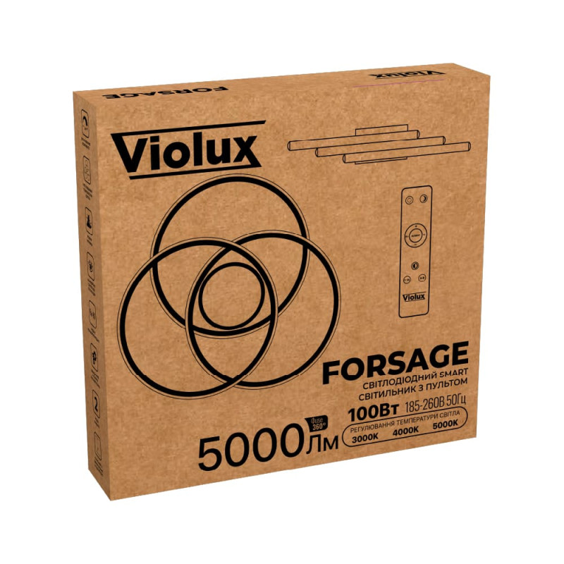 Светодиодный Smart светильник FORSAGE+пульт круг 100W 3000-5000K IP20 черный ( 220765 )