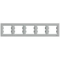 Рамка пятерная горизонтальная SCHNEIDER Asfora алюминий EPH5800561