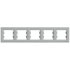 Рамка пятерная горизонтальная SCHNEIDER Asfora алюминий EPH5800561