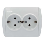 Розетка двойная с/з EL-BI Zirve белая Fixline (501-010202-907)