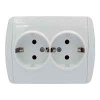 Розетка двойная с/з EL-BI Zirve белая Fixline (501-010202-907)