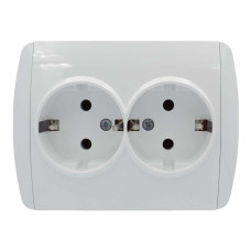 Розетка двойная с/з EL-BI Zirve белая Fixline (501-010202-907)