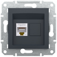 Розетка одинарная компьютерная RJ-45 SCHNEIDER Asfora антрацит EPH4300171