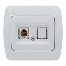 Розетка одинарная телефонная RJ-11 EL-BI Zirve белая (501-000201-221)