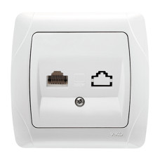 Розетка одинарная телефонная RJ-11 VIKO Carmen белая 90561013