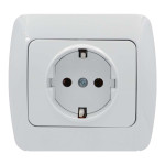 Розетка одинарная с/з EL-BI Zirve белая Fixline (501-010201-217)