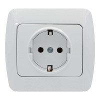 Розетка одинарная с/з EL-BI Zirve белая Fixline (501-010201-217)