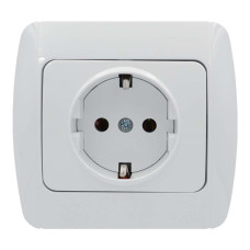 Розетка одинарная с/з EL-BI Zirve белая Fixline (501-010201-217)