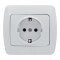 Розетка одинарная с/з EL-BI Zirve белая Fixline (501-010201-217)