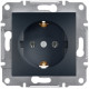 Розетка одинарная с/з SCHNEIDER Asfora антрацит EPH2900171