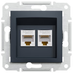 Розетка двойная компьютерная RJ-45 SCHNEIDER Asfora антрацит EPH4400171