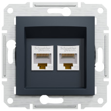 Розетка двойная компьютерная RJ-45 SCHNEIDER Asfora антрацит EPH4400171