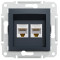 Розетка двойная компьютерная RJ-45 SCHNEIDER Asfora антрацит EPH4400171