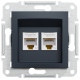 Розетка двойная компьютерная RJ-45 SCHNEIDER Asfora антрацит EPH4400171