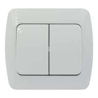 Выключатель двухклавишный EL-BI Zirve белый (501-010201-202)