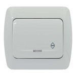 Выключатель проходной одноклавишный с подсветкой EL-BI Zirve белый (501-010201-210)