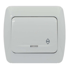 Выключатель проходной одноклавишный с подсветкой EL-BI Zirve белый (501-010201-210)