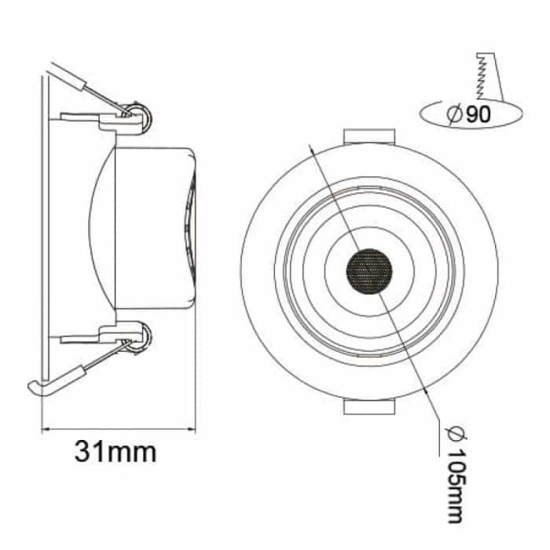 Светильник встроенный светодиодный 9W 6400K 806Lm 100-240V d-105мм белый круглый NORA-9 016-053-0009-010