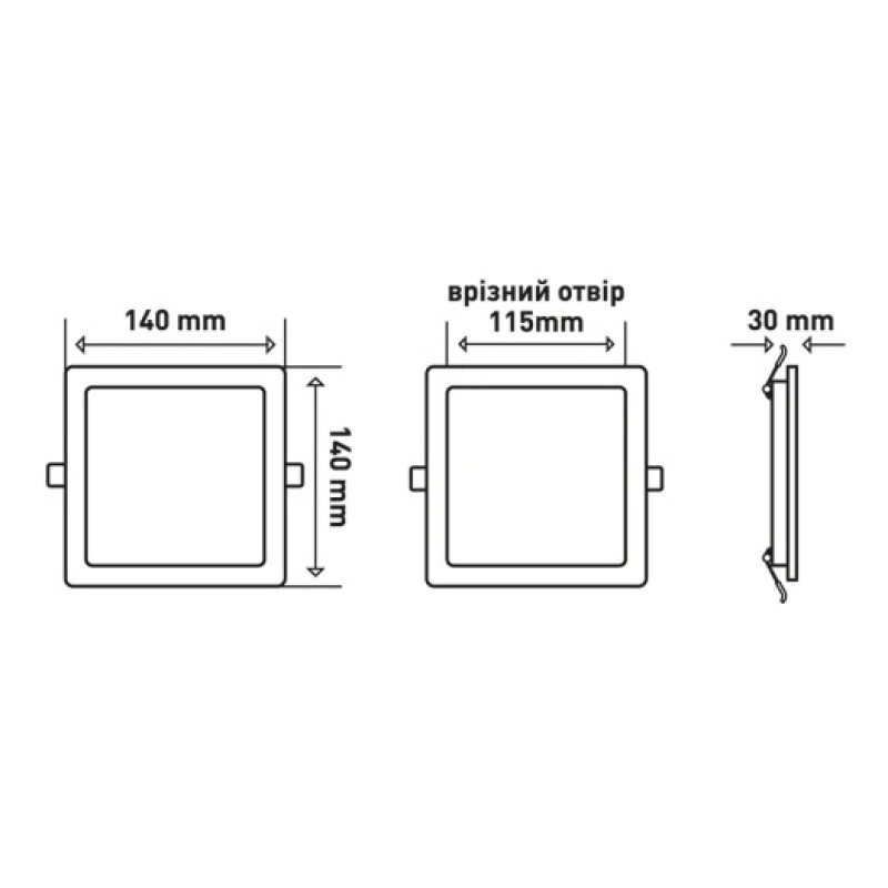 Врезной светодиодный светильник 1-RDL-1241-IPS MAXUS RDL 12W 4100K IP44 Square