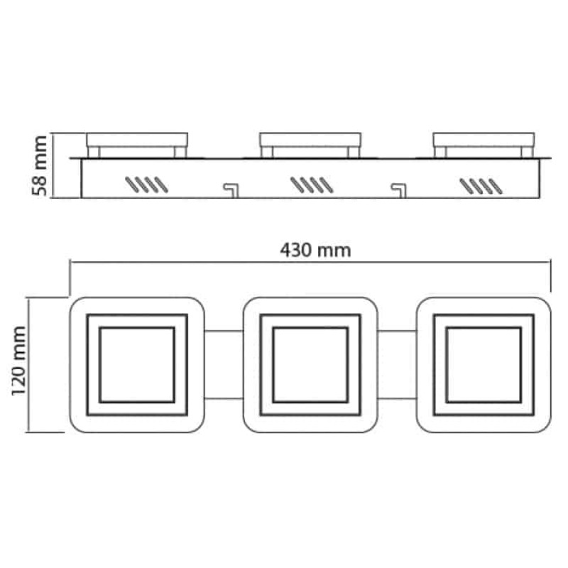 Світильник стельовий LED 3*5W 4000K 900Lm 220-240V 430x120мм хром LIKYA-3 036-007-0003-010