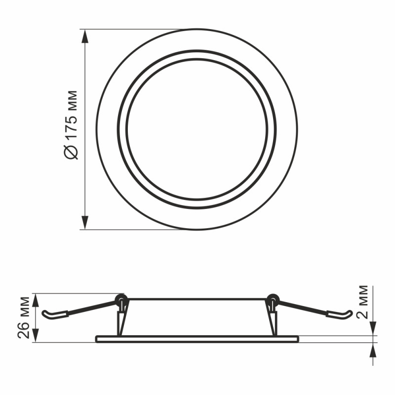 Врезной светодиодный светильник Back VIDEX 15W 5000K круг (VL-DLBR-155)