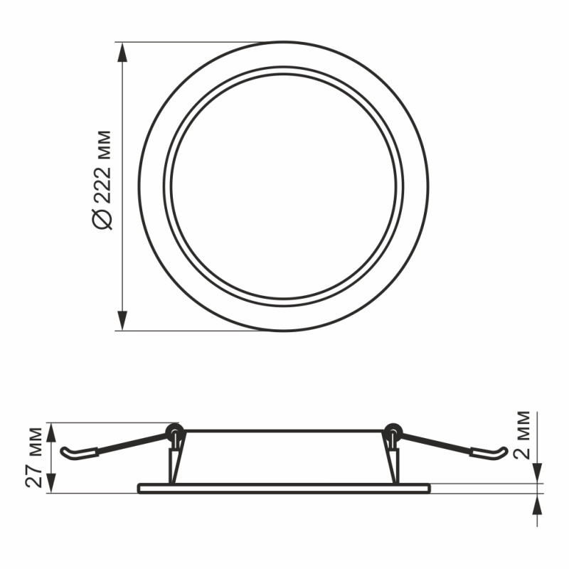 Врезной светодиодный светильник Back VIDEX 20W 5000K круг (VL-DLBR-205)
