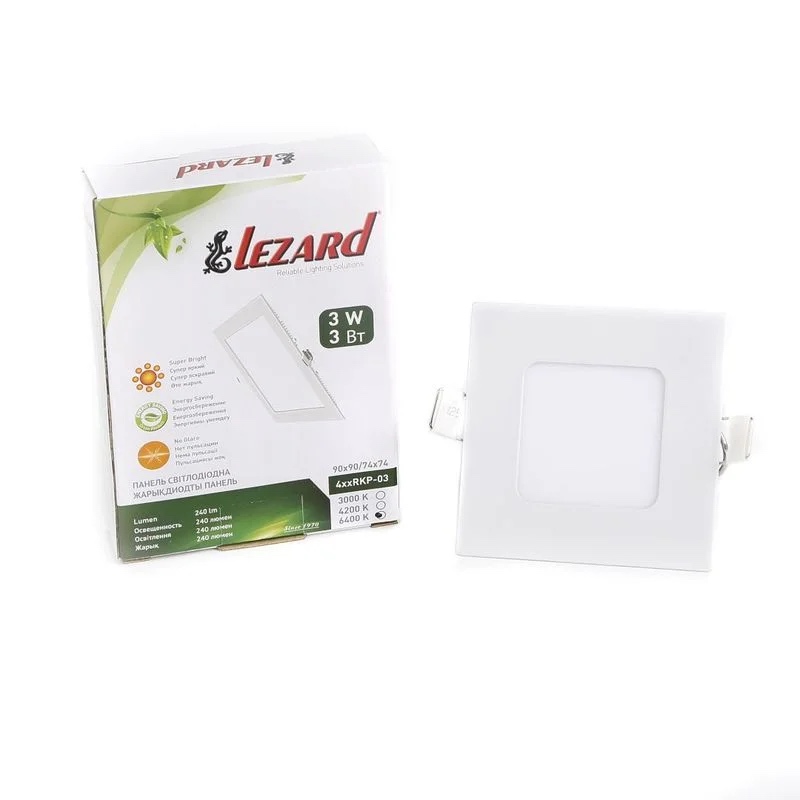Врізна світлодіодна панель LEZARD 3W 240Lm 6400K квадрат 464RKP-03 