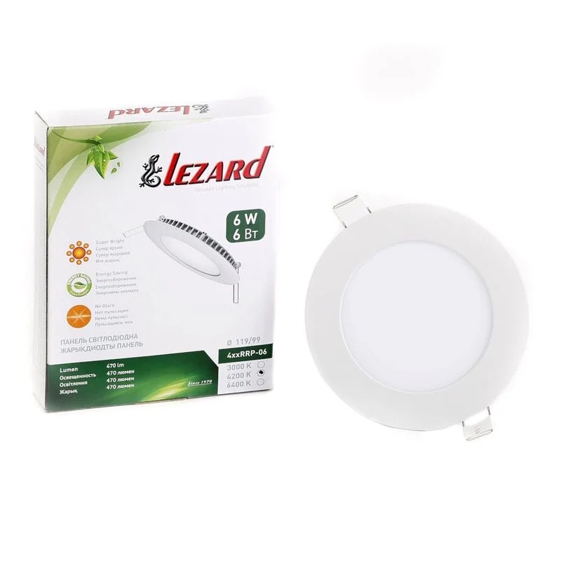Врезная светодиодная панель LEZARD 6W 300Lm 4200K круг 442RRP-06