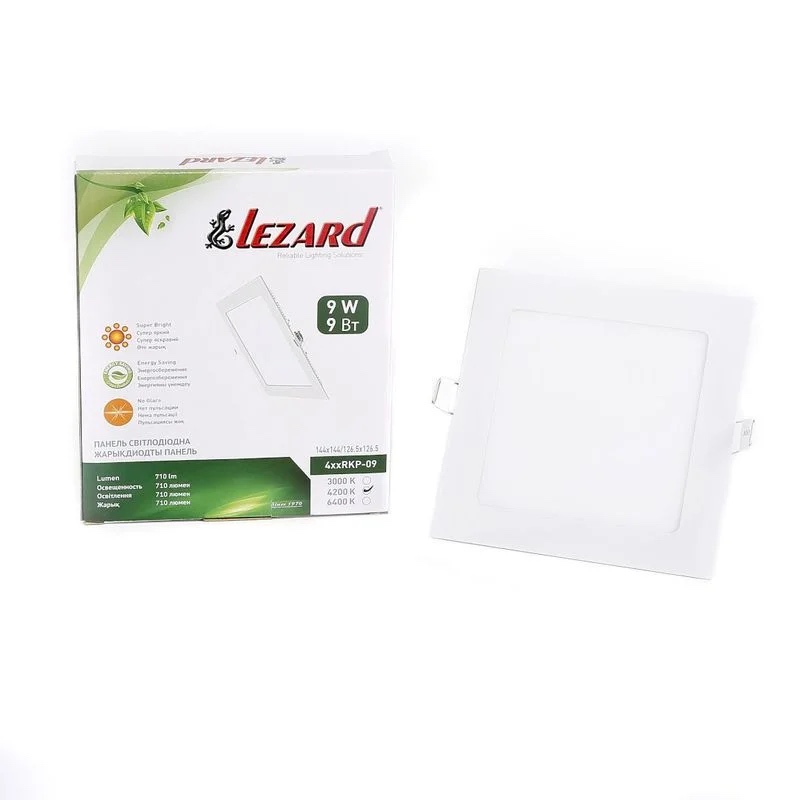 Врізна світлодіодна панель LEZARD 9W 710Lm 4200K квадрат 442RKP-09 