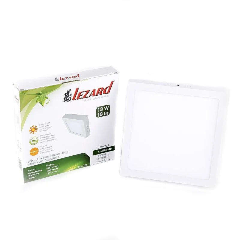 Накладная панель LEZARD 18 Вт (д210) 6400К 1440Лм квадратная 464SKP-18