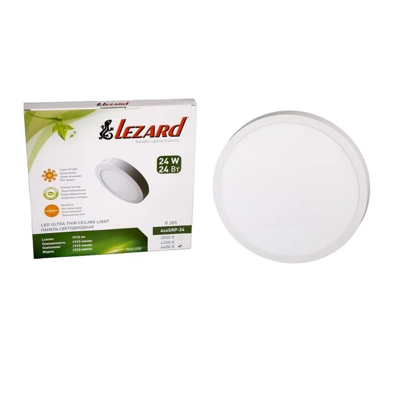 Накладная панель LEZARD 24Вт (д 285) 6400К 1910 Лм круглая 464SRP-24