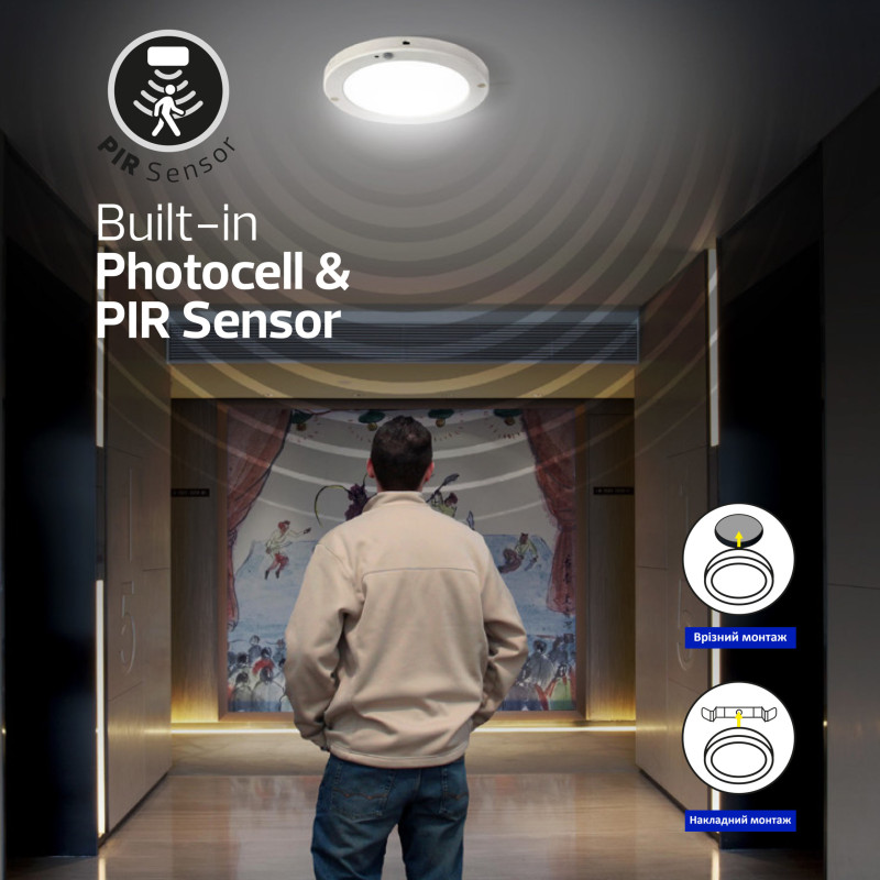 Светильник накладн./врезн. MARTHA-18 LED 18W 1530Lm с дат. движения 100-265V d-220*h23мм черный круглый 016-060-0018-020