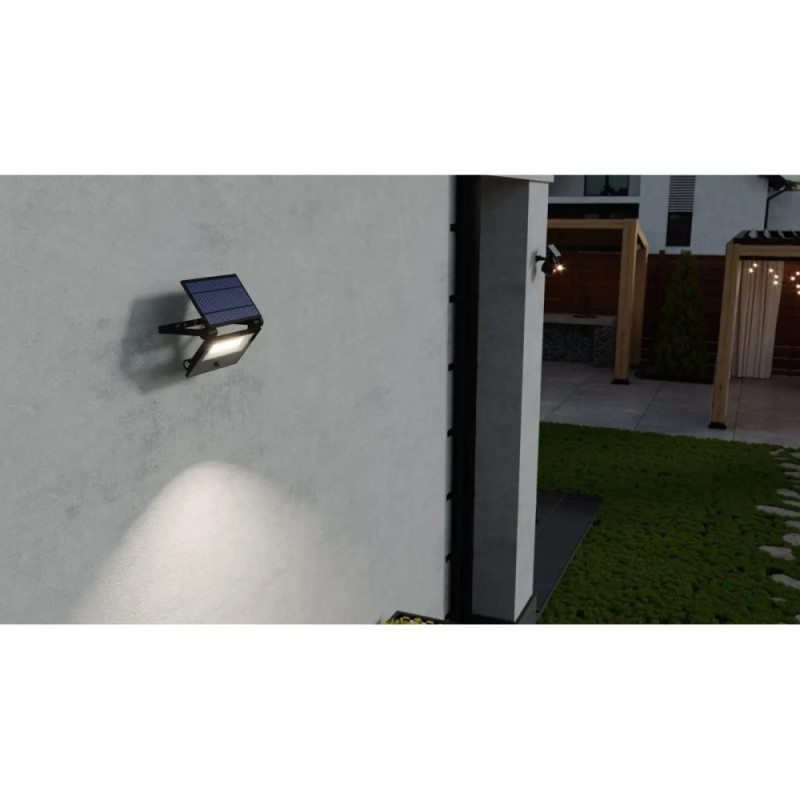 Прожектор светодиодный LUMOS датчик движения солнечная панель 20W 2000Lm 6400K IP65 GTV LD-LUMOSII-2000-64