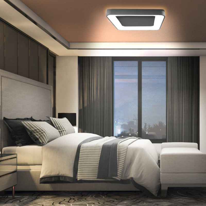 Світлодіодний настінно-стельовий смарт світильник VIDEX 72W 2700-6000K чорний квадрат (VLE-ESC-72B)