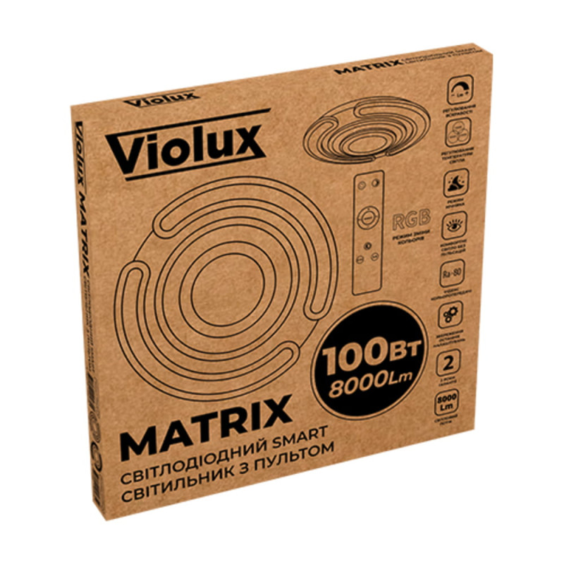 Светодиодный Smart светильник MATRIX VIOLUX 100W 3000-6000K 8000LM круг черный 220485