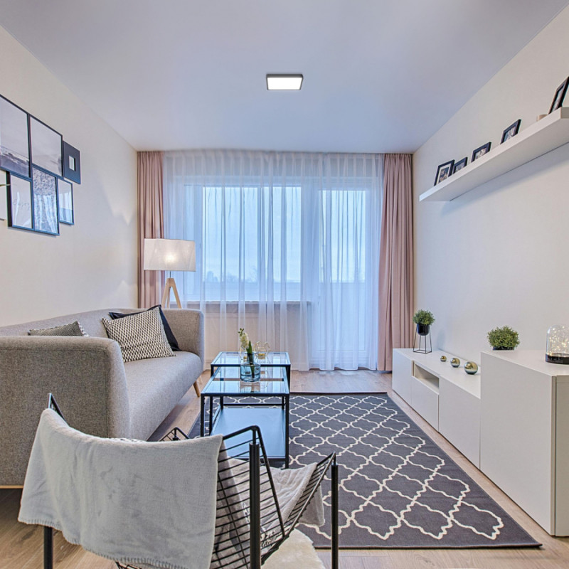 Накладной светодиодный светильник VIDEX 24W 5000K 220V квадратный черный (VL-DLSS-245B)