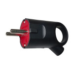 Вилка штепсельная угловая с заземлением и кольцом NX1106 NEOMAX черная