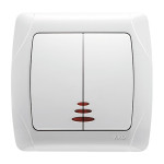 Вимикач двоклавішний з підсвіткою VIKO Carmen білий 90561050