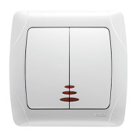 Выключатель двухклавишный с подсветкой VIKO Carmen белый 90561050