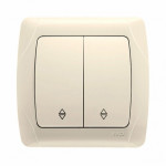 Вимикач прохідний двоклавішний VIKO Carmen крем 90562017