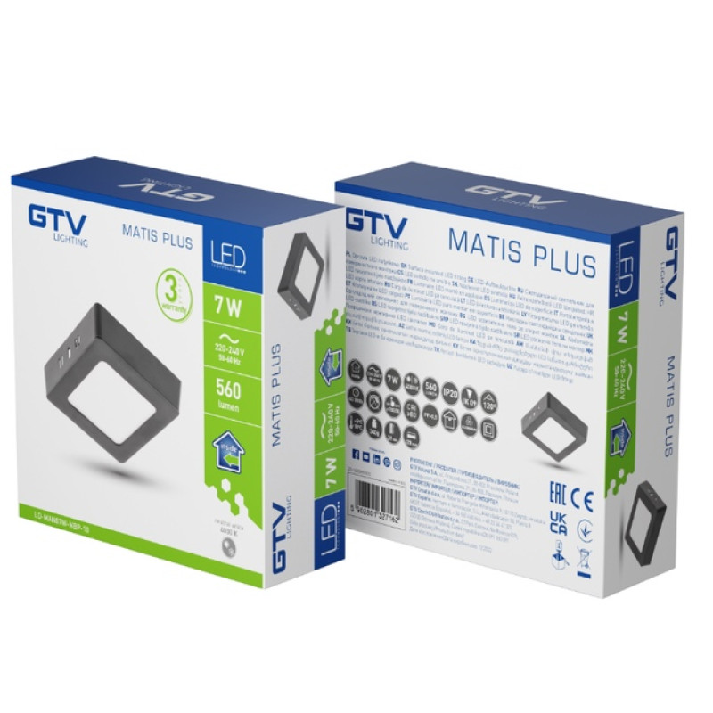 Светильник светодиодный MATIS PLUS 7W 560lm AC220-240V 50/60Hz 120° 4000K IP20 накладной LD-MAN07W-NBP-10
