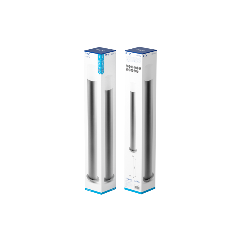 Садовий світильник GTV CORTA-P 80, E27 25W IP44 стовпчик, графіт OS-CORP80-30