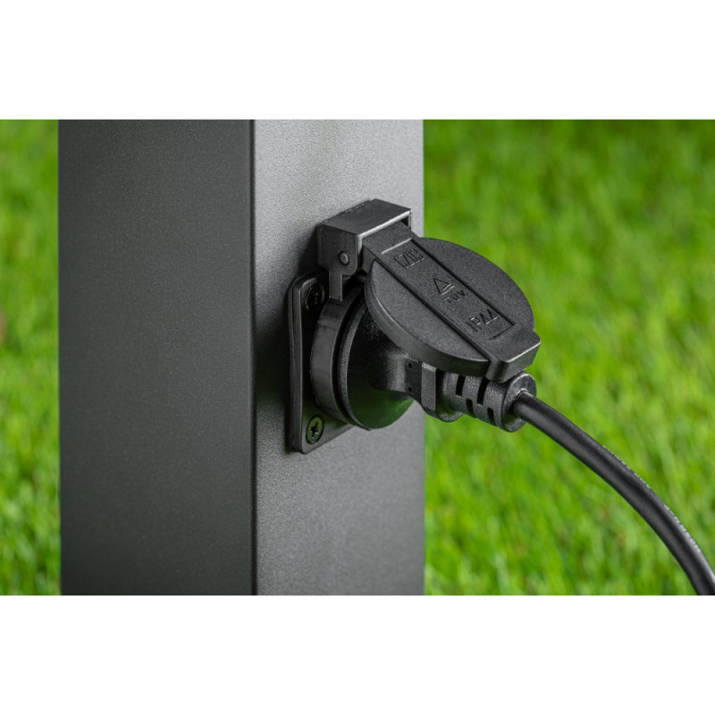 Садовый светильник с розеткой GTV LARGO-P 50 E27 15W IP44 столбик, графит OS-LARGP40G-30