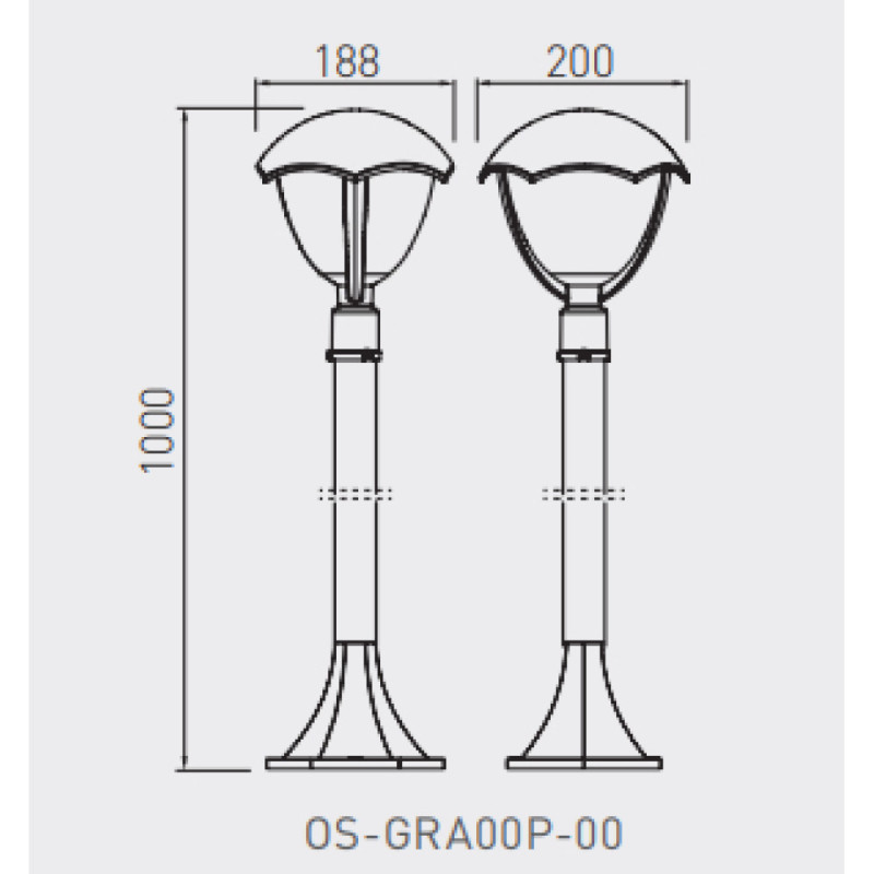 Светильник садовый GRANDE E27, IP54 черный 1000 мм GTV
OS-GRA00P-00