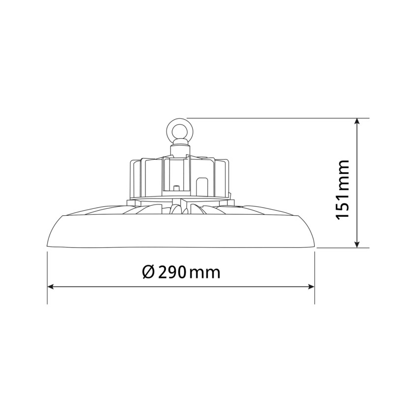 Светодиодный светильник высотный купольный ХайБэй VIDEX 150W 5000K 27000Lm Черный (VL-HB01-1505B)