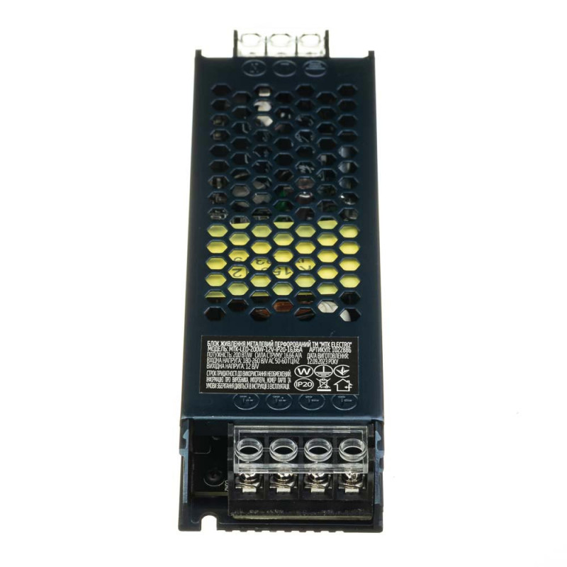 Блок питания для LED 12V 16.66 А 200W IP20 МТК